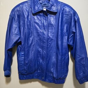Men's Blue Leather Jacket